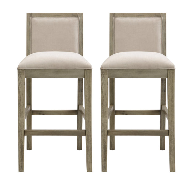 English Elm Christopher Knight Home® - 30.5 Inch Bar Stools Set of 2 with Upholstered Fabric Seats, Rubberwood Frame, 30.5" Height, 300 lb Capacity Beige,Grey N780P192217T