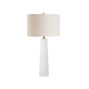 Chelsea House Frosted Crystal Lamp With Antique Brass Accents And White Fabric Shade — Soft Ambient Glow, Versatile Elegance For Home 70256