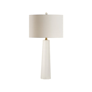 Chelsea House Frosted Crystal Lamp With Antique Brass Accents And White Fabric Shade — Soft Ambient Glow, Versatile Elegance For Home 70256