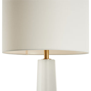 Chelsea House Frosted Crystal Lamp With Antique Brass Accents And White Fabric Shade — Soft Ambient Glow, Versatile Elegance For Home 70256