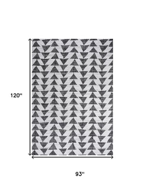 HomeRoots 8' X 10' Stylish Ivory and Black Geometric Rug - Durable Indoor Outdoor Decor for Any Space! 702567