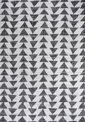 HomeRoots 8' X 10' Stylish Ivory and Black Geometric Rug - Durable Indoor Outdoor Decor for Any Space! 702567