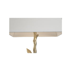 Chelsea House Limb Sculptural Twig Table Lamp In Radiant Gold With Marble Base And White Fabric Shade — Elegant Accent 70257