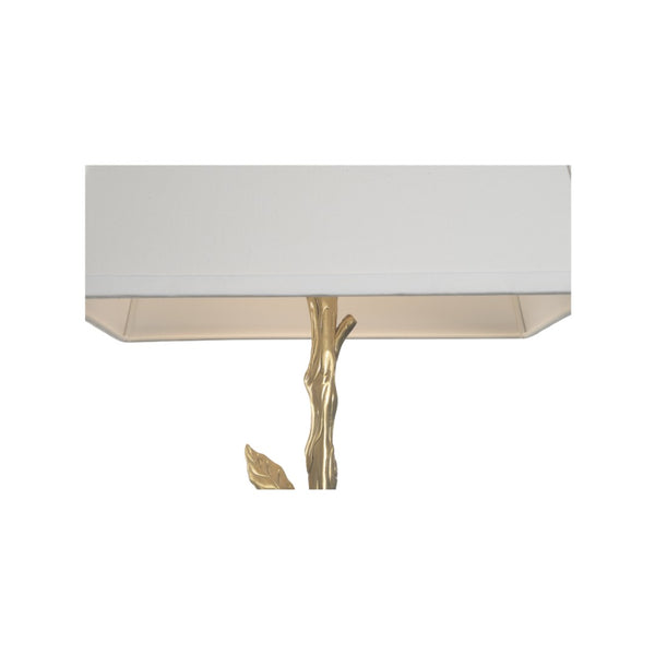 Chelsea House Limb Sculptural Twig Table Lamp In Radiant Gold With Marble Base And White Fabric Shade — Elegant Accent 70257