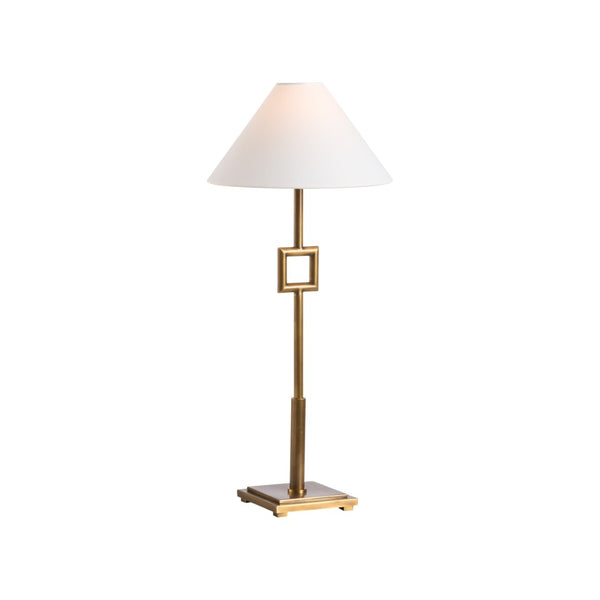 Chelsea House Overhill Aged Brass Table Lamp With Bold Square Accent — 28" Modern Metal Desk Light For Stylish Homes 70259