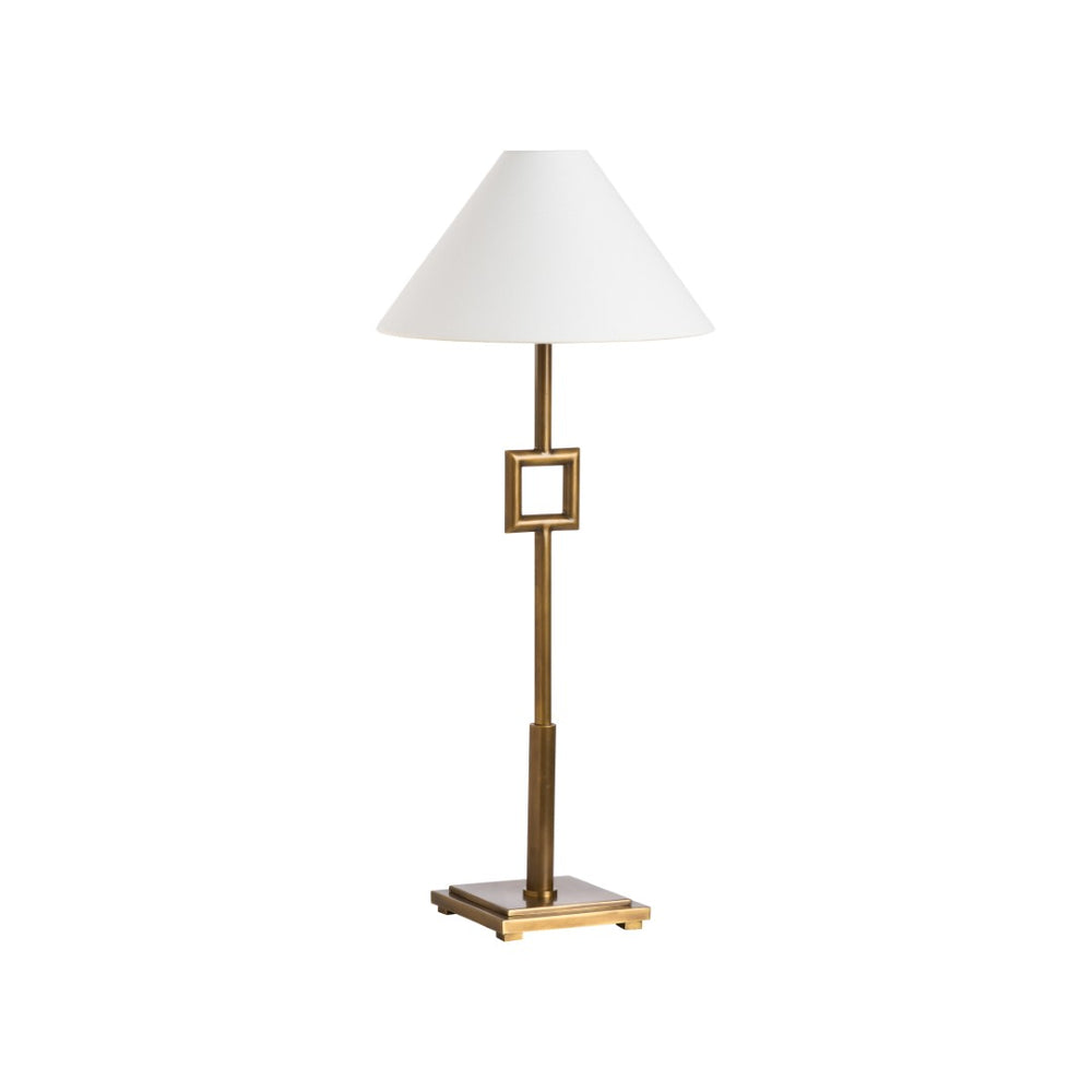 Chelsea House Overhill Aged Brass Table Lamp With Bold Square Accent — 28" Modern Metal Desk Light For Stylish Homes 70259