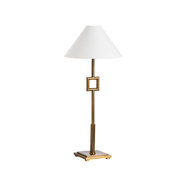 Chelsea House Overhill Aged Brass Table Lamp With Bold Square Accent — 28" Modern Metal Desk Light For Stylish Homes 70259