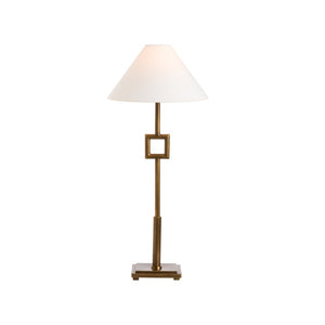 Chelsea House Overhill Aged Brass Table Lamp With Bold Square Accent — 28" Modern Metal Desk Light For Stylish Homes 70259