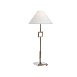 Chelsea House Overhill Designer Table Lamp By Jamie Merida — Polished Nickel Finish, Architectural Square Accent 70260