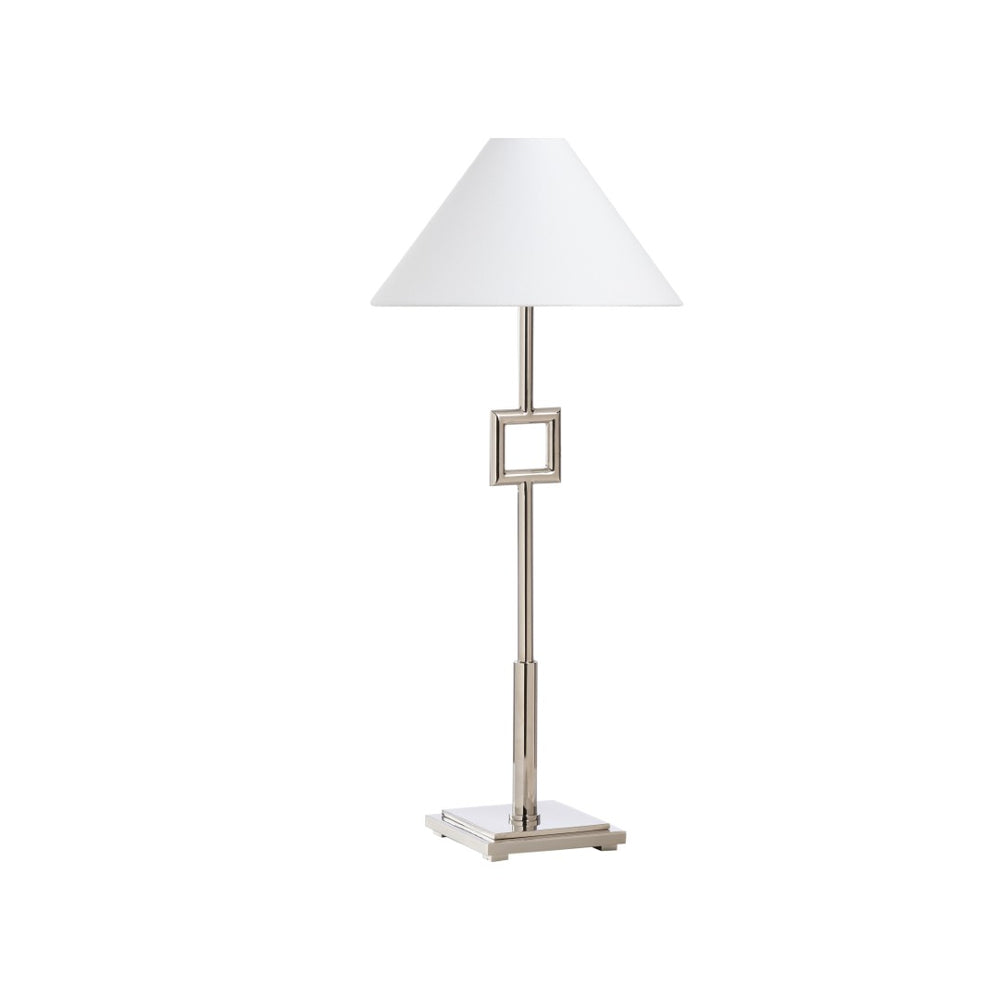 Chelsea House Overhill Designer Table Lamp By Jamie Merida — Polished Nickel Finish, Architectural Square Accent 70260