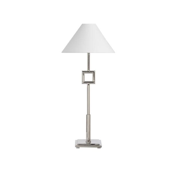 Chelsea House Overhill Designer Table Lamp By Jamie Merida — Polished Nickel Finish, Architectural Square Accent 70260