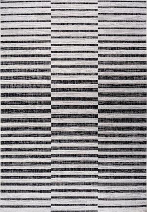HomeRoots 8' X 10' Ivory and Black Striped Area Rug - Elegant Indoor/Outdoor Durable Design for Any Space 702609