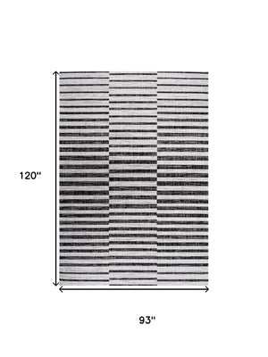 HomeRoots 8' X 10' Ivory and Black Striped Area Rug - Elegant Indoor/Outdoor Durable Design for Any Space 702609