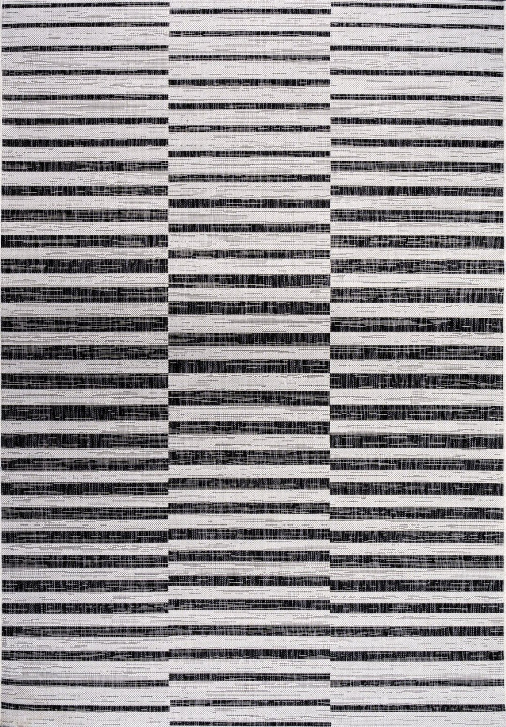 HomeRoots 8' X 10' Ivory and Black Striped Area Rug - Elegant Indoor/Outdoor Durable Design for Any Space 702609