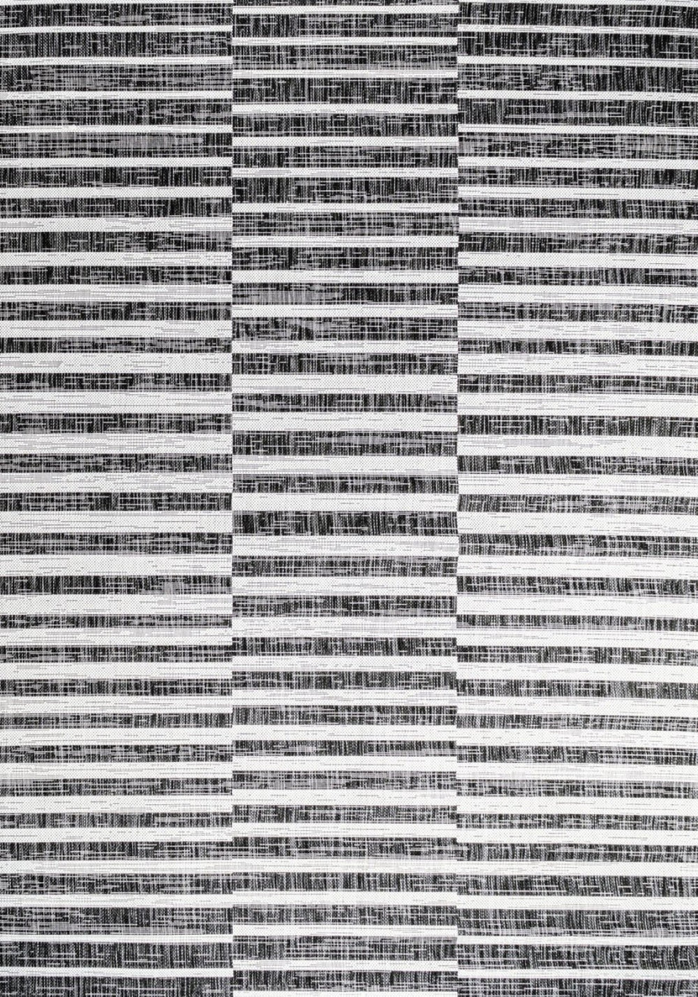 HomeRoots 5' Striped Indoor Outdoor Area Rug – Black & Ivory, Durable, Weather-Resistant, Versatile Design! 702614