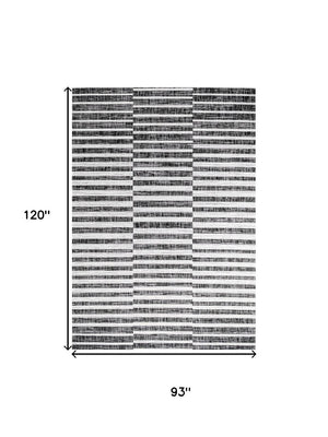 HomeRoots 8' X 10' Black and Ivory Striped Area Rug - Durable Indoor/Outdoor Design for Timeless Elegance 702615