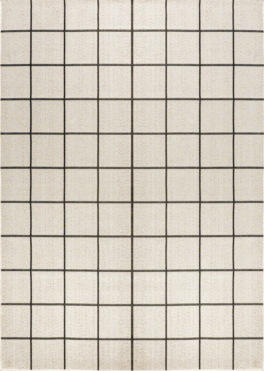 HomeRoots 5' Classic Cream and Dark Gray Plaid Indoor Outdoor Area Rug - Stylish, Durable, Perfect for Any Space 702631