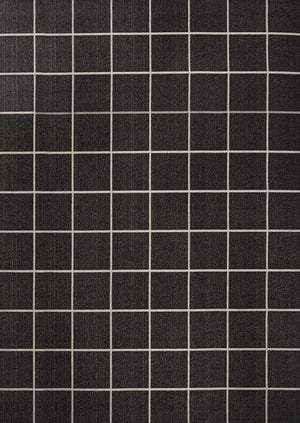 HomeRoots 5' Dark Gray and Cream Plaid Area Rug - Versatile Indoor/Outdoor Design, Easy-Care, Durable, Stylish! 702634