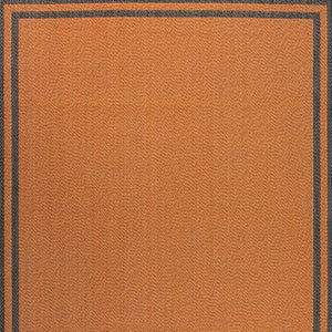 HomeRoots 5' Striking Orange and Dark Gray Striped Indoor-Outdoor Area Rug - Durable, Stylish, and Easy Care! 702637