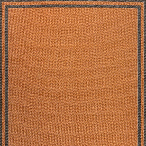 HomeRoots 5' Striking Orange and Dark Gray Striped Indoor-Outdoor Area Rug - Durable, Stylish, and Easy Care! 702637