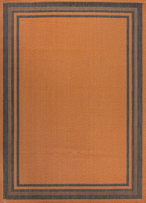 HomeRoots 5' Striking Orange and Dark Gray Striped Indoor-Outdoor Area Rug - Durable, Stylish, and Easy Care! 702637