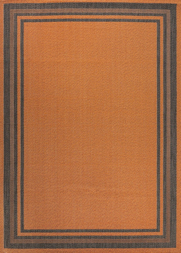 HomeRoots 5' Striking Orange and Dark Gray Striped Indoor-Outdoor Area Rug - Durable, Stylish, and Easy Care! 702637