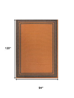HomeRoots 8' Vibrant Orange and Dark Gray Striped Area Rug - Durable Indoor/Outdoor Design for Any Space 702638