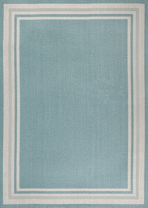 HomeRoots 8' X 10' Aqua and Beige Striped Area Rug – Durable Indoor/Outdoor Design for Stylish Spaces & Easy Care 702641