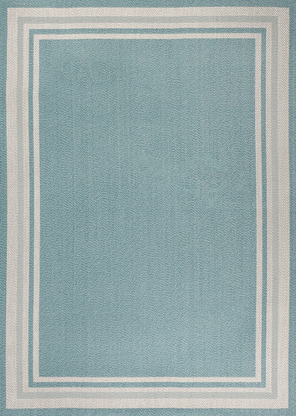 HomeRoots 8' X 10' Aqua and Beige Striped Area Rug – Durable Indoor/Outdoor Design for Stylish Spaces & Easy Care 702641