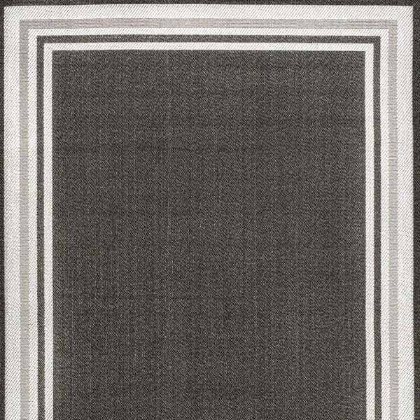 HomeRoots 5' Versatile Black and Cream Striped Area Rug for Indoor and Outdoor Spaces – Durable & Stylish! 702643