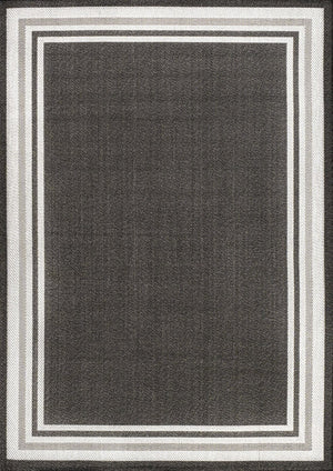 HomeRoots 5' Versatile Black and Cream Striped Area Rug for Indoor and Outdoor Spaces – Durable & Stylish! 702643