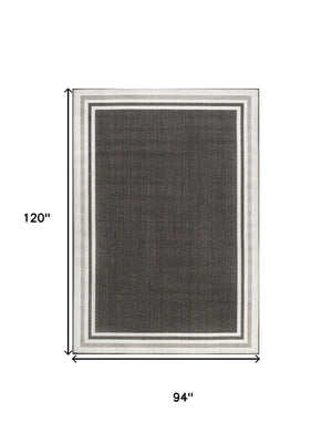 HomeRoots 8' X 10' Black and Cream Striped Area Rug – Stylish, Durable, Easy-Care Indoor/Outdoor Decor Solution 702644