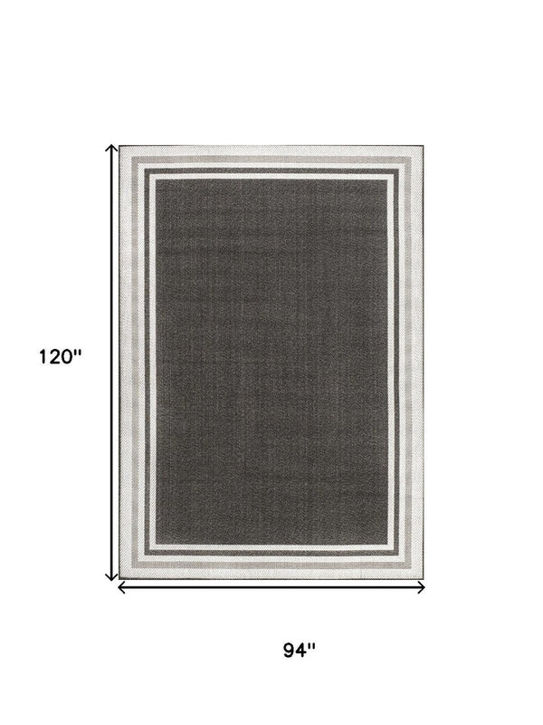 HomeRoots 8' X 10' Black and Cream Striped Area Rug – Stylish, Durable, Easy-Care Indoor/Outdoor Decor Solution 702644