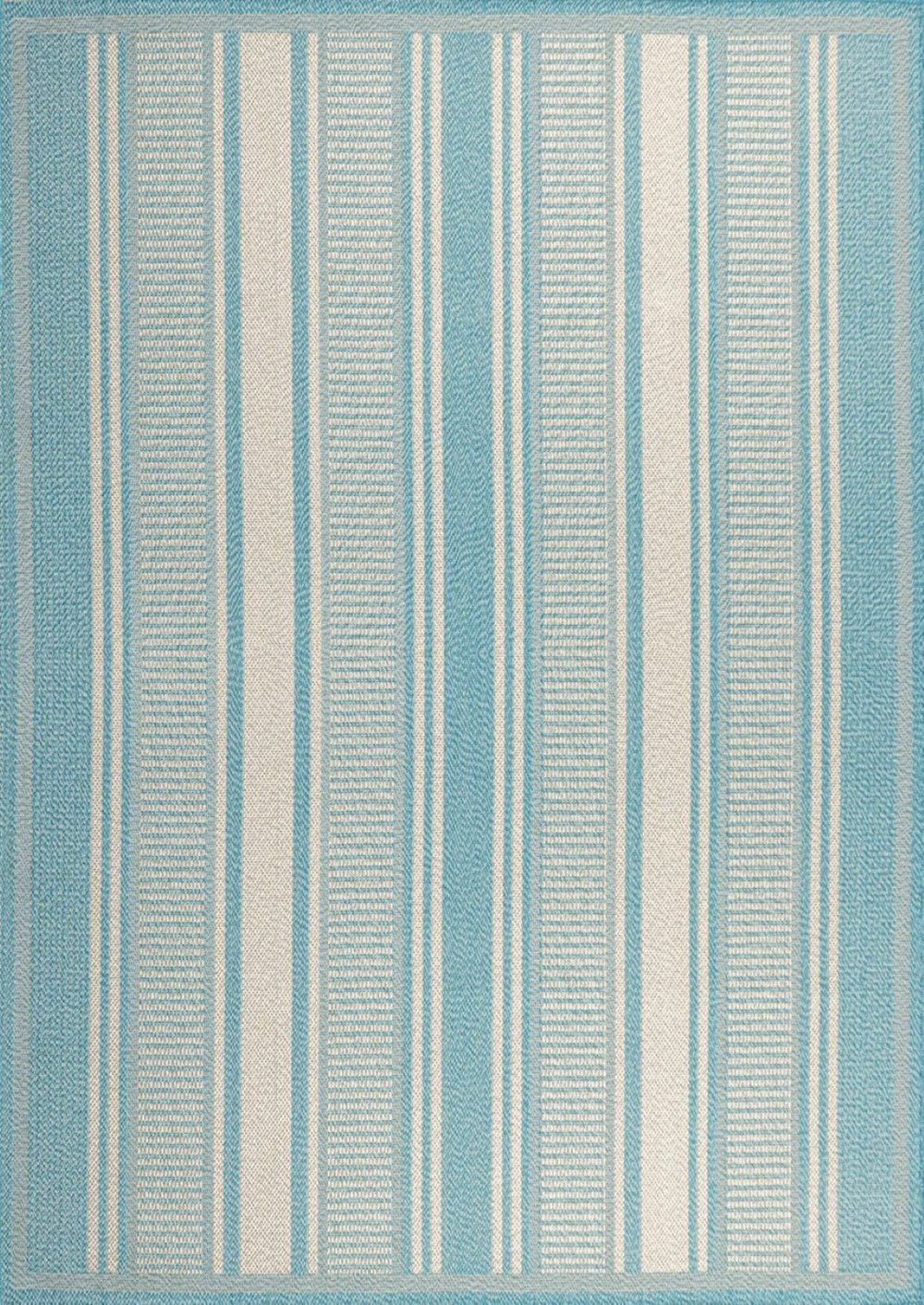 HomeRoots 5' X 8' Aqua and Beige Striped Area Rug - Coastal Style for Indoor Comfort & Outdoor Durability 702646