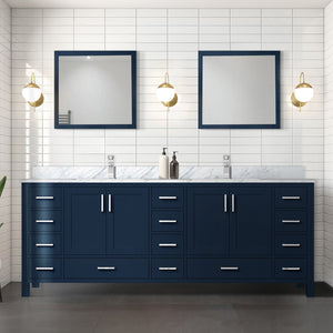 English Elm Navy Double Bath Vanity 84" W x 22" D with Two 34" Mirrors, 14 Drawers, Ample Wood Storage, Ready B2731S00566