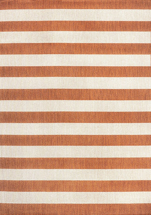 HomeRoots 5' Orange and Beige Striped Area Rug - Durable, Stylish Indoor/Outdoor Use, Easy to Clean & Weather-Resistant 702655