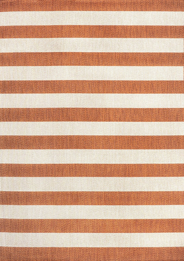 HomeRoots 8' X 10' Orange and Beige Striped Area Rug - Durable, Versatile Indoor/Outdoor Design for All Spaces 702656