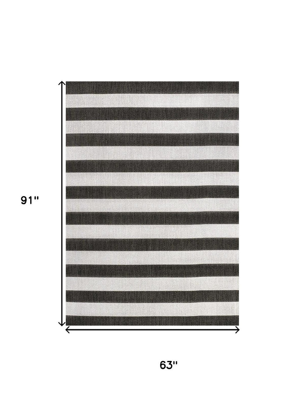 HomeRoots 5' Black and Cream Striped Area Rug - Durable Indoor/Outdoor Design for Patios, Kitchens & More! 702661