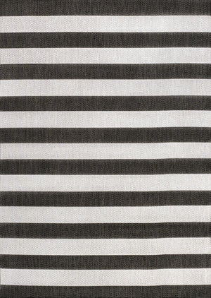 HomeRoots 8' X 10' Black And Cream Striped Area Rug - Durable Indoor/Outdoor Design for Stylish Spaces! 702662