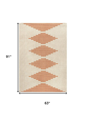 HomeRoots 5' X 8' Beige and Orange Abstract Area Rug - Stylish, Durable, Indoor/Outdoor Design for Any Space 702664
