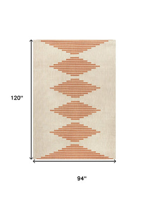 HomeRoots 8' X 10' Beige and Orange Abstract Area Rug - Stylish Indoor/Outdoor Design for Modern Spaces 702665