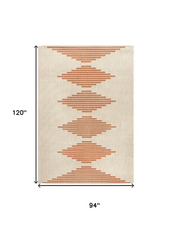 HomeRoots 8' X 10' Beige and Orange Abstract Area Rug - Stylish Indoor/Outdoor Design for Modern Spaces 702665