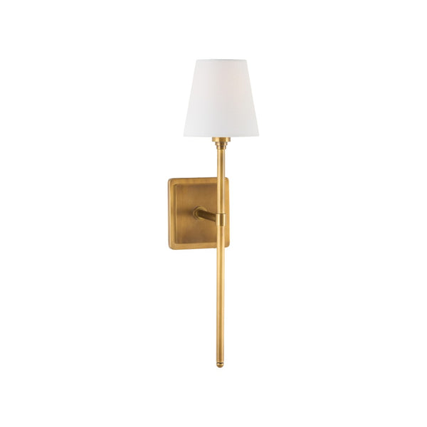Chelsea House Homewood Aged Brass Sconce By Jamie Merida — Slim Tapered Shade, Warm Ambient Light For Mirrors 70267