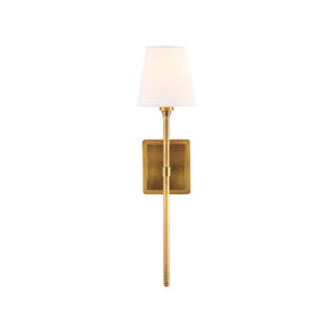 Chelsea House Homewood Aged Brass Sconce By Jamie Merida — Slim Tapered Shade, Warm Ambient Light For Mirrors 70267