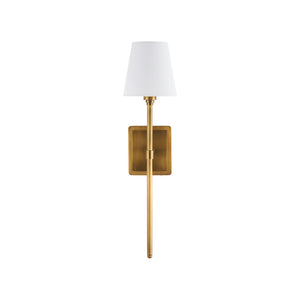 Chelsea House Homewood Aged Brass Sconce By Jamie Merida — Slim Tapered Shade, Warm Ambient Light For Mirrors 70267