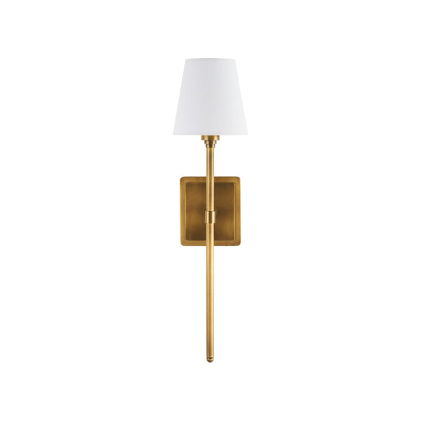 Chelsea House Homewood Aged Brass Sconce By Jamie Merida — Slim Tapered Shade, Warm Ambient Light For Mirrors 70267