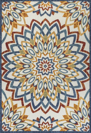 HomeRoots 8' X 10' Vibrant Medallion Area Rug – Durable Indoor/Outdoor Design in Bold Red, Blue, and Yellow! 702671