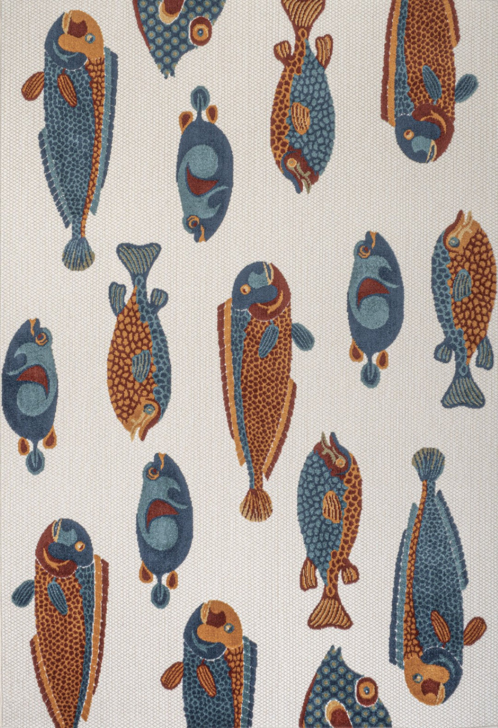 HomeRoots 8' X 10' Navy Blue, Orange & Cream Animal Print Rug – Stylish Indoor/Outdoor Design for Any Space! 702681