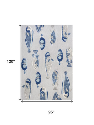HomeRoots 8' X 10' Gray and Navy Blue Animal Print Area Rug - Stylish Indoor/Outdoor Decor with Low-Maintenance Care 702686