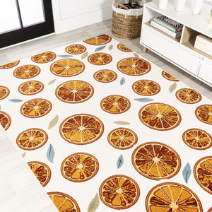 HomeRoots 8' X 10' Vibrant Orange and Cream Polka Dot Indoor-Outdoor Rug - Durable, Stylish, Easy to Clean! 702691